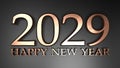 2029 Happy New Year copper write on black background - 3D rendering illustration