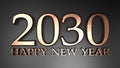2030 Happy New Year copper write on black background - 3D rendering illustration Royalty Free Stock Photo