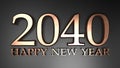 2040 Happy New Year copper write on black background - 3D rendering illustration Royalty Free Stock Photo