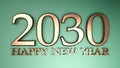 2030 Happy New Year copper write on green background - 3D rendering illustration Royalty Free Stock Photo