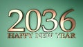 2036 Happy New Year copper write on green background - 3D rendering illustration Royalty Free Stock Photo