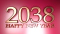 2038 Happy New Year copper write on red background - 3D rendering illustration Royalty Free Stock Photo