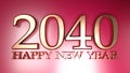 2040Happy New Year copper write on red background - 3D rendering illustration Royalty Free Stock Photo
