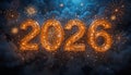 Happy New Year 2026 Countdown Concept with Clock Light Royalty Free Stock Photo