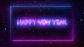 Happy new year countdown. Neon blue and purple Traveling through sky star fields space supernova colorful light glowing. Space Royalty Free Stock Photo