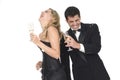 Happy new year or couple at a party laughing Royalty Free Stock Photo