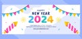 Happy New Year Cover Illustration Flat Cartoon Hand Drawn Templates Background