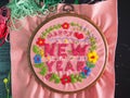 Happy new year craft embroidery handmade leisure hobby sewing illustration design art pattern frame flower template Royalty Free Stock Photo