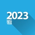 2023 Happy new year creative design background or greeting card with text. Vector 2023 new year numbers isolated on blue Royalty Free Stock Photo