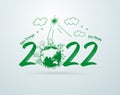 Happy new year 2022 Creative drawing environmental eco-friendly, Royalty Free Stock Photo