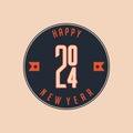 Happy New Year 2024 creative letter retro style