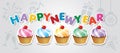 Happy new year cupcake card Royalty Free Stock Photo