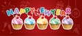 Happy new year cupcake card Royalty Free Stock Photo