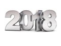 Happy new year 2018 , 3D metal text isolated over white background with reflection and shadow Royalty Free Stock Photo