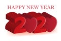 Happy 2020 new year 3d red love heart party celebration card vector image background banner design
