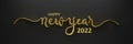 HAPPY NEW YEAR 2022 3D render of gold calligraphy Royalty Free Stock Photo