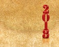 Happy new year 2018 3d rendering red color at golden sparkling Royalty Free Stock Photo