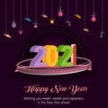 Happy New Year 2021 year 3d typography text celebration poster design. Vector Holiday Design for Premium Greeting Card, Party