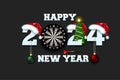 Happy New Year 2024 and dartboard