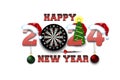 Happy New Year 2024 and dartboard