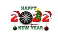 Happy New Year 2022 and dartboard