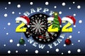Happy New Year 2022 and dartboard