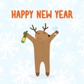 Happy new year deer with drink