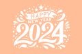Happy new year 2024 design. Pantone color 2024 Peach Fuzz. Design for poster, banner, greeting, 2024 celebration