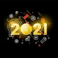 Happy new year 2021 design template. Design for calendar, greeting cards or print. Seasonal holidays flayers, greetings and invita Royalty Free Stock Photo