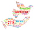 Happy New Year 2019 in different languages Royalty Free Stock Photo