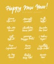 Happy New Year in different languages Royalty Free Stock Photo