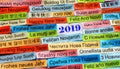 Happy New 2019 Year on different languages Royalty Free Stock Photo
