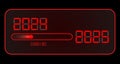 2025 Happy new year digital clock. 2024 loading to up 2025. Red led neon digital time style. Progress bar almost reaching