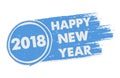 Happy new year 2018 in drawn blue banner