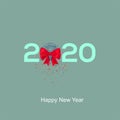 2020 happy New Year earth globe with ribbon and confettis