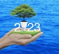 Happy new year 2023 ecological cover concept Royalty Free Stock Photo