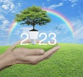 Happy new year 2023 ecological cover concept Royalty Free Stock Photo