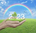 Happy new year 2023 ecological cover concept Royalty Free Stock Photo