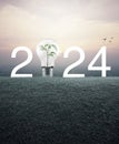 Happy new year 2024 ecological cover concept Royalty Free Stock Photo