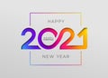 Happy new year 2021 elegant card in paper style for your seasonal holidays banners. Flyers, greetings, invitations, christmas Royalty Free Stock Photo