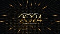 2024 Happy New Year elegant design - vector illustration of golden 2024 logo numbers on black background. Royalty Free Stock Photo