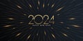 2024 Happy New Year elegant design - vector illustration of golden 2024 logo numbers on black background. Royalty Free Stock Photo
