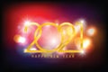 2021 Happy New Year elegant design - vector illustration of golden 2021 logo numbers on Colorful bokeh background.