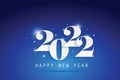 2022 Happy New Year elegant design - vector illustration of paper cut White color 2022 logo numbers on blue background. Royalty Free Stock Photo