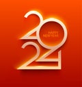 Happy New year 2024. Elegant festive numeral design on red background.