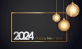 Happy New Year 2024 Elegant gold text with balloons and confetti. Realistic vector Royalty Free Stock Photo