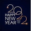 Happy new 2022 year Elegant gold text with light. Minimalistic text template Royalty Free Stock Photo