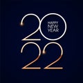 Happy new 2022 year Elegant gold text with light. Minimalistic text template Royalty Free Stock Photo