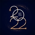 Happy new 2022 year Elegant gold text with light. Minimalistic text template Royalty Free Stock Photo