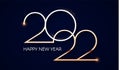 Happy new 2022 year Elegant gold text with light. Minimalistic text template Royalty Free Stock Photo